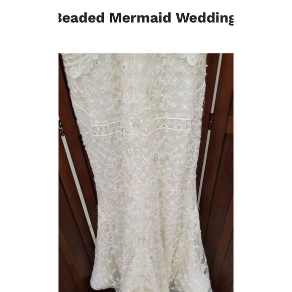 Lazaro Sz 10 Beaded Mermaid Wedding Dress/Veil - Picture 6 of 10